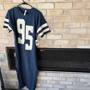 Anthropologie Blue Maxi Dress with White Number Print Size XS